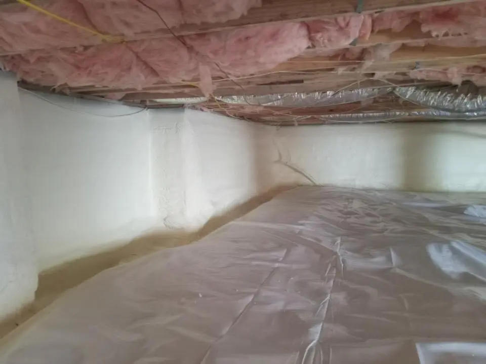 Crawl space encapsulation with closed-cell spray foam for Roof Leak Repair in Clarksburg